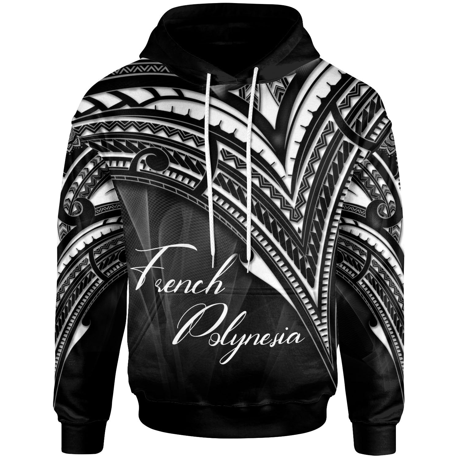 French Polynesia Hoodie Cross Style Unisex Black - Polynesian Pride