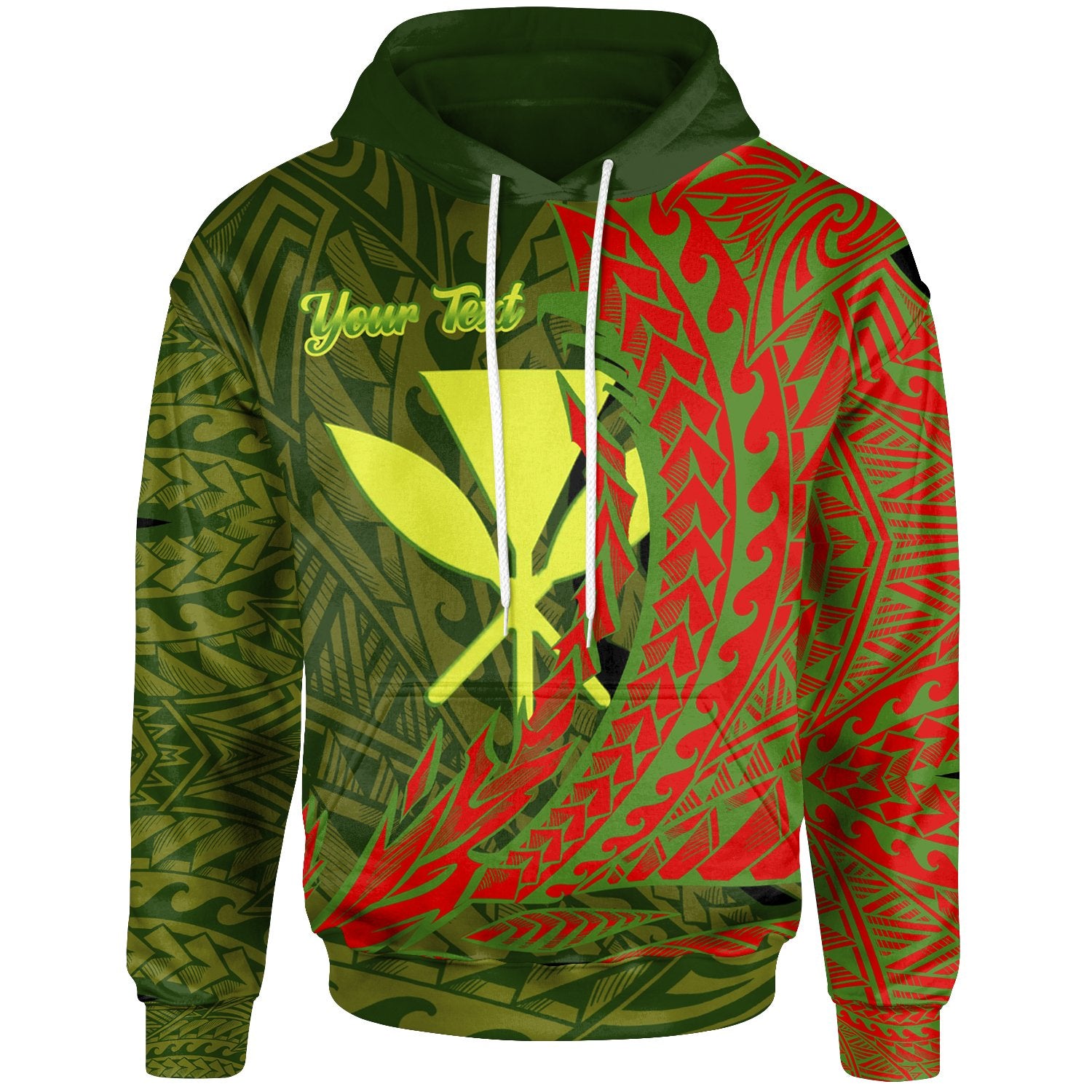 Kanaka Maoli Hoodie Custom Wings Style Unisex Green - Polynesian Pride