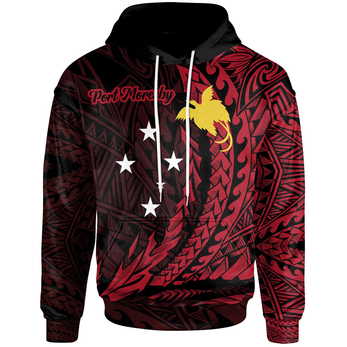 Papua New Guinea Hoodie Port Moresby Wings Style Unisex Black - Polynesian Pride
