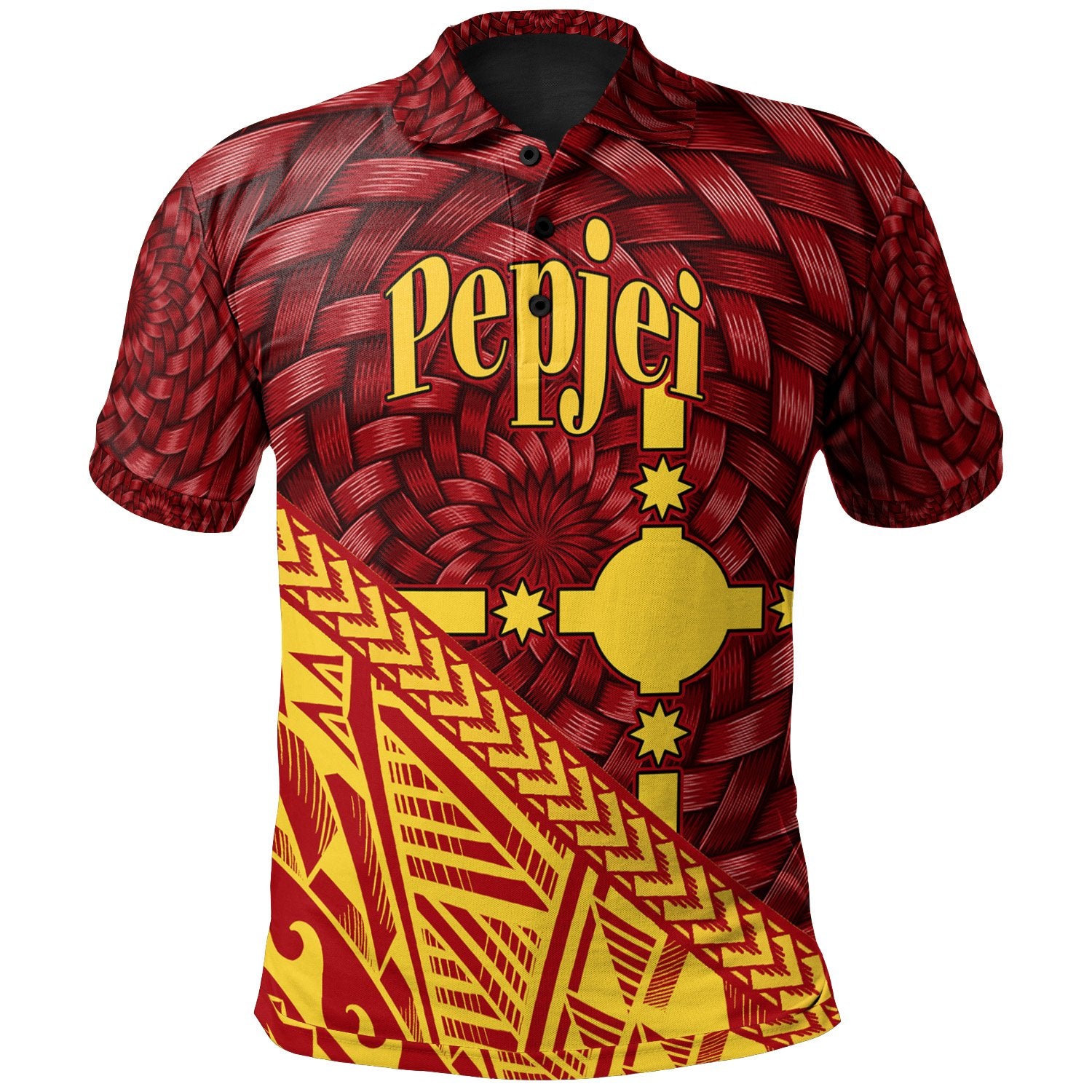 Rotuma Polo Shirt Pepjei Tapa Patterns With Bamboo Unisex Red - Polynesian Pride