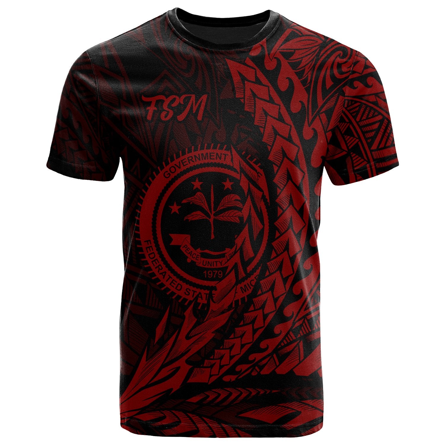 Federated States of Micronesia T Shirt Red Wings Style Unisex Black - Polynesian Pride