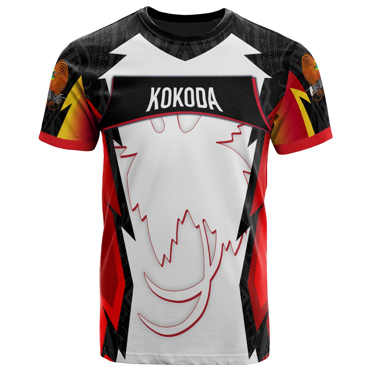 Papua New Guinea T Shirt Kokoda PNG Coat Of Arms Unisex Red Black - Polynesian Pride