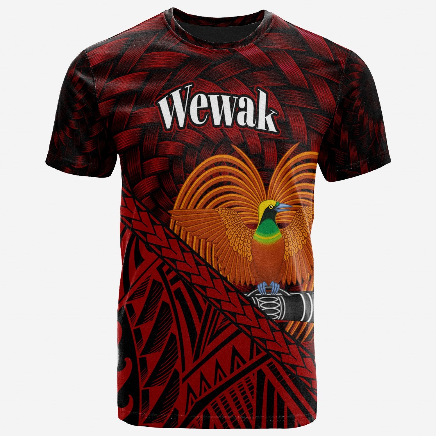 Papua New Guinea T Shirt Wewak Polynesian Patterns With Bamboo Unisex Red - Polynesian Pride