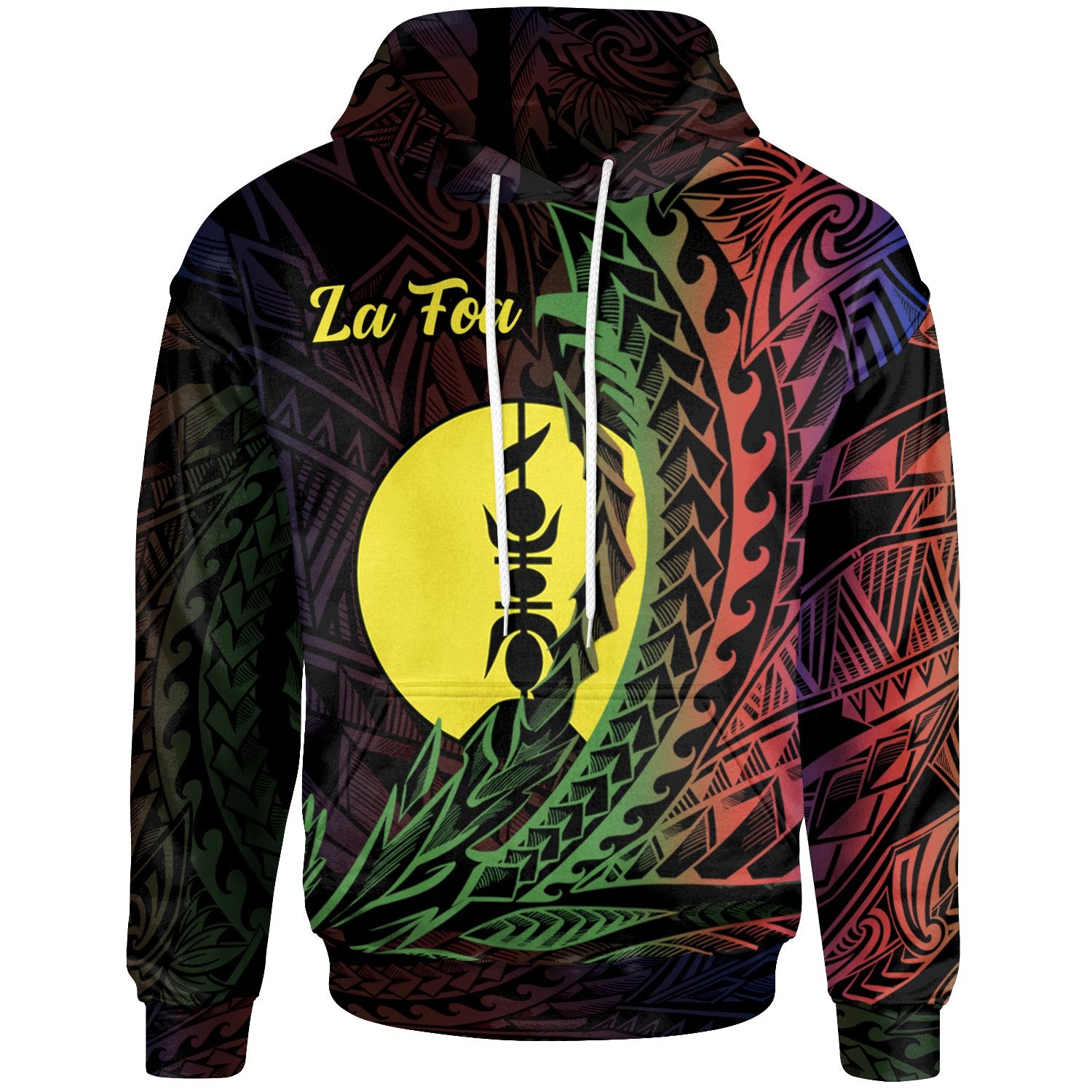 New Caledonia Hoodie La Foa Wings Style Flag Color Unisex Black - Polynesian Pride