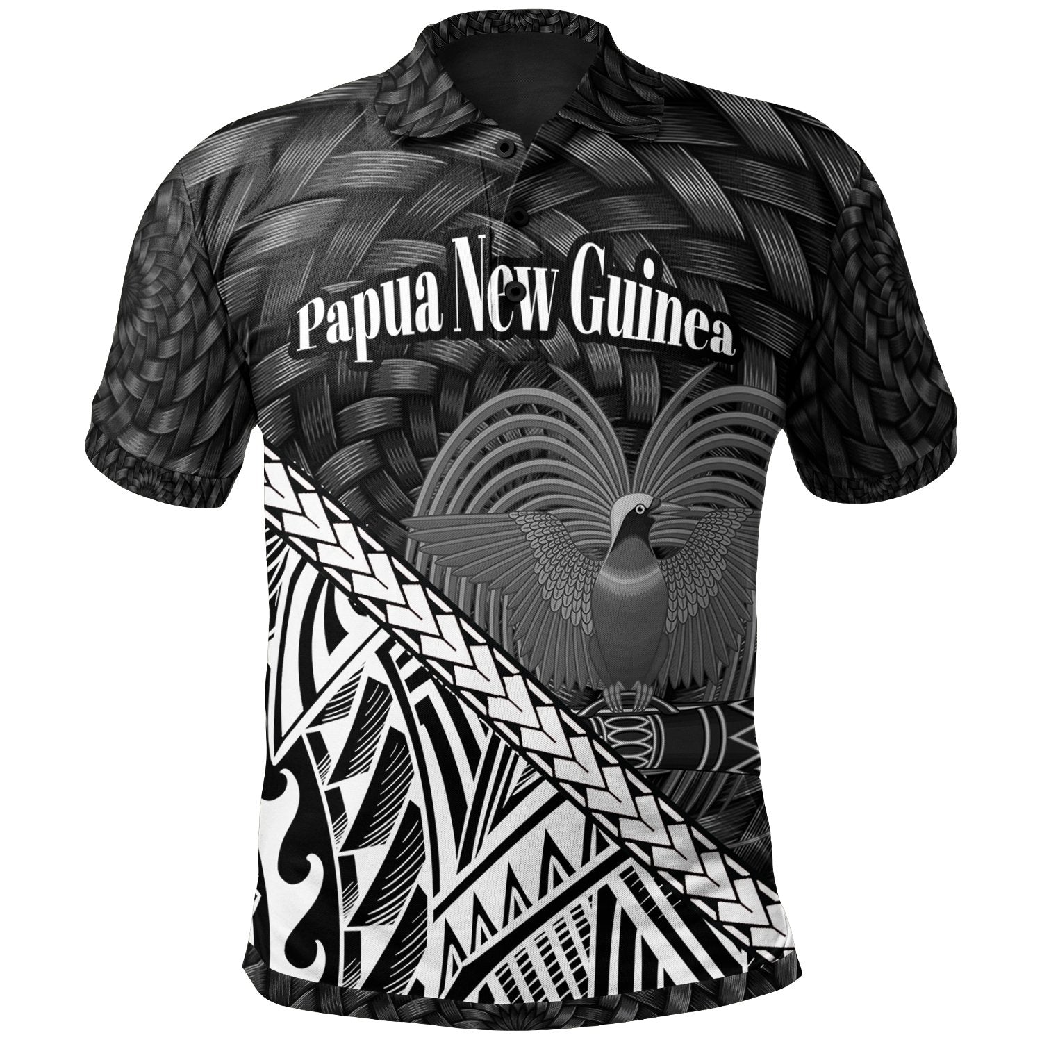 Papua New Guinea Polo Shirt White Polynesian Patterns With Bamboo Unisex White - Polynesian Pride