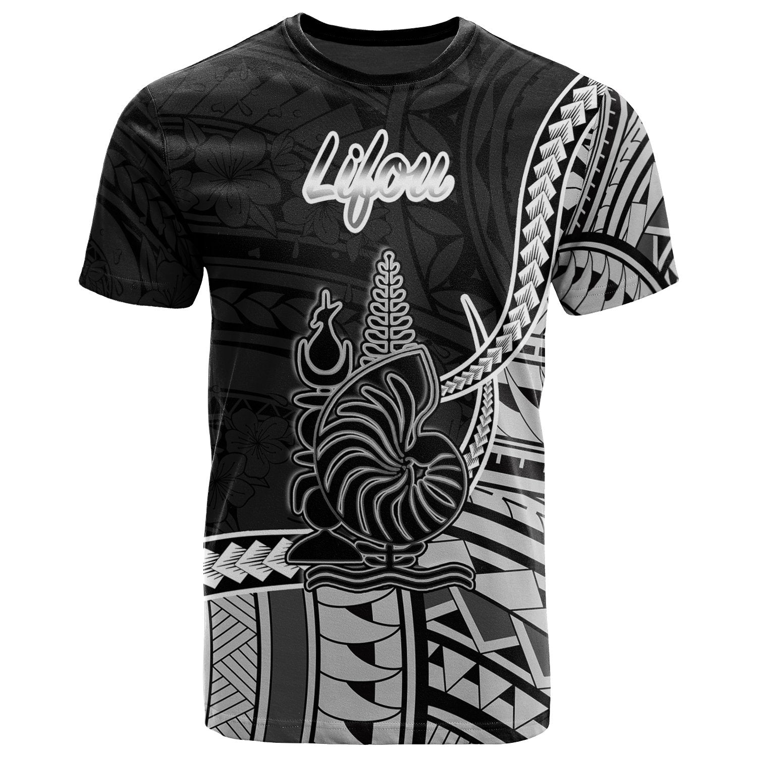 New Caledonia Islands T Shirt Lifou Seal Of New Caledonia Islands Polynesian Patterns Unisex Black - Polynesian Pride
