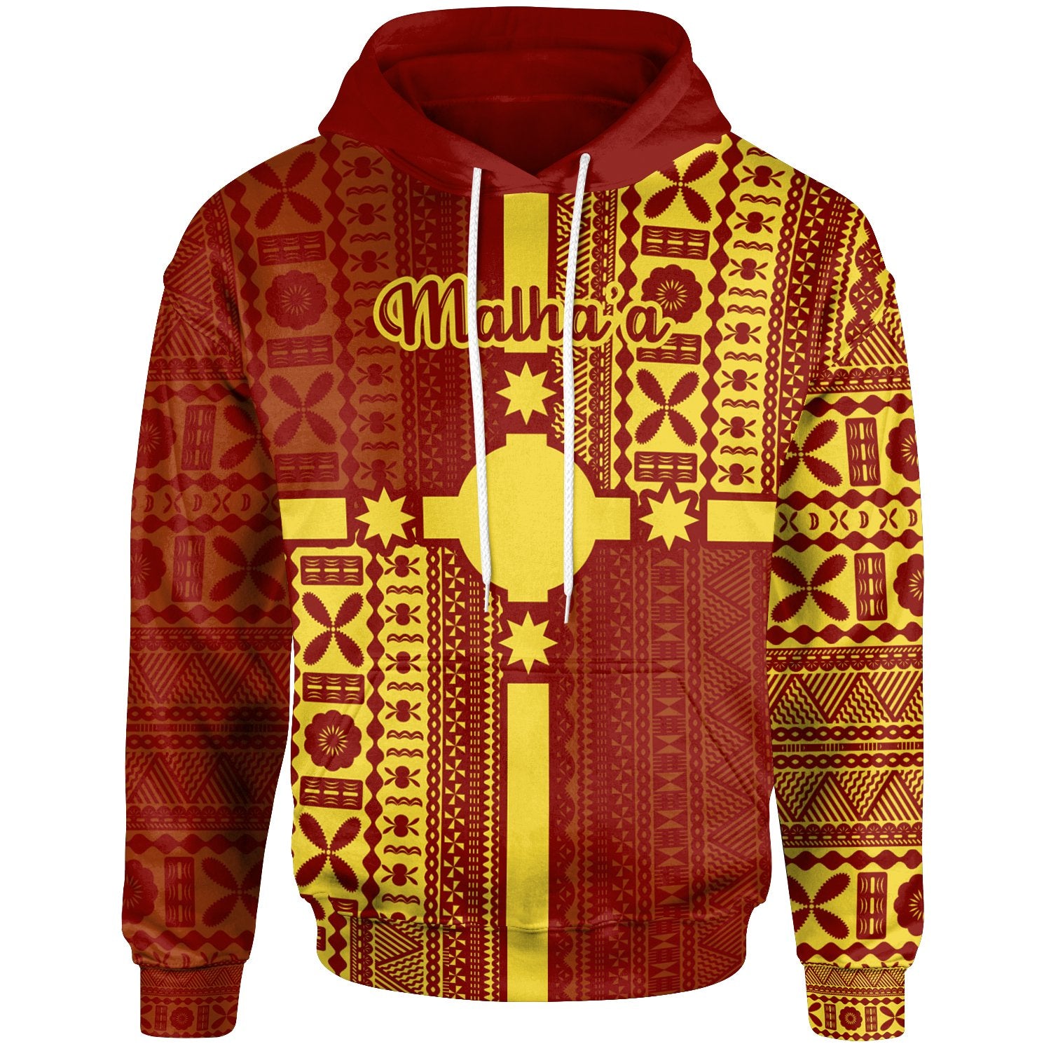 Rotuma Hoodie Malhaa Rotuma Flag Style Unisex Red - Polynesian Pride