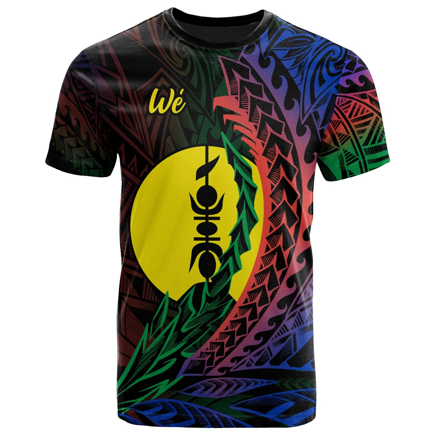 New Caledonia T Shirt We Wings Style Flag Color Unisex Black - Polynesian Pride