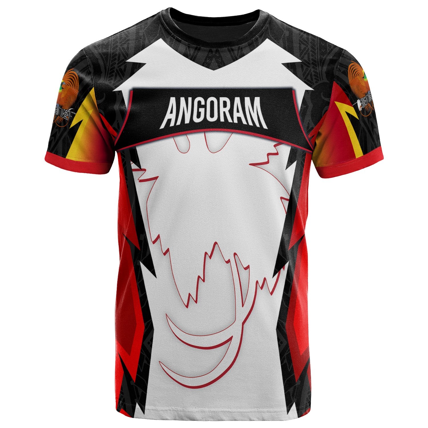 Papua New Guinea T Shirt Angoram PNG Coat Of Arms Unisex Red Black - Polynesian Pride