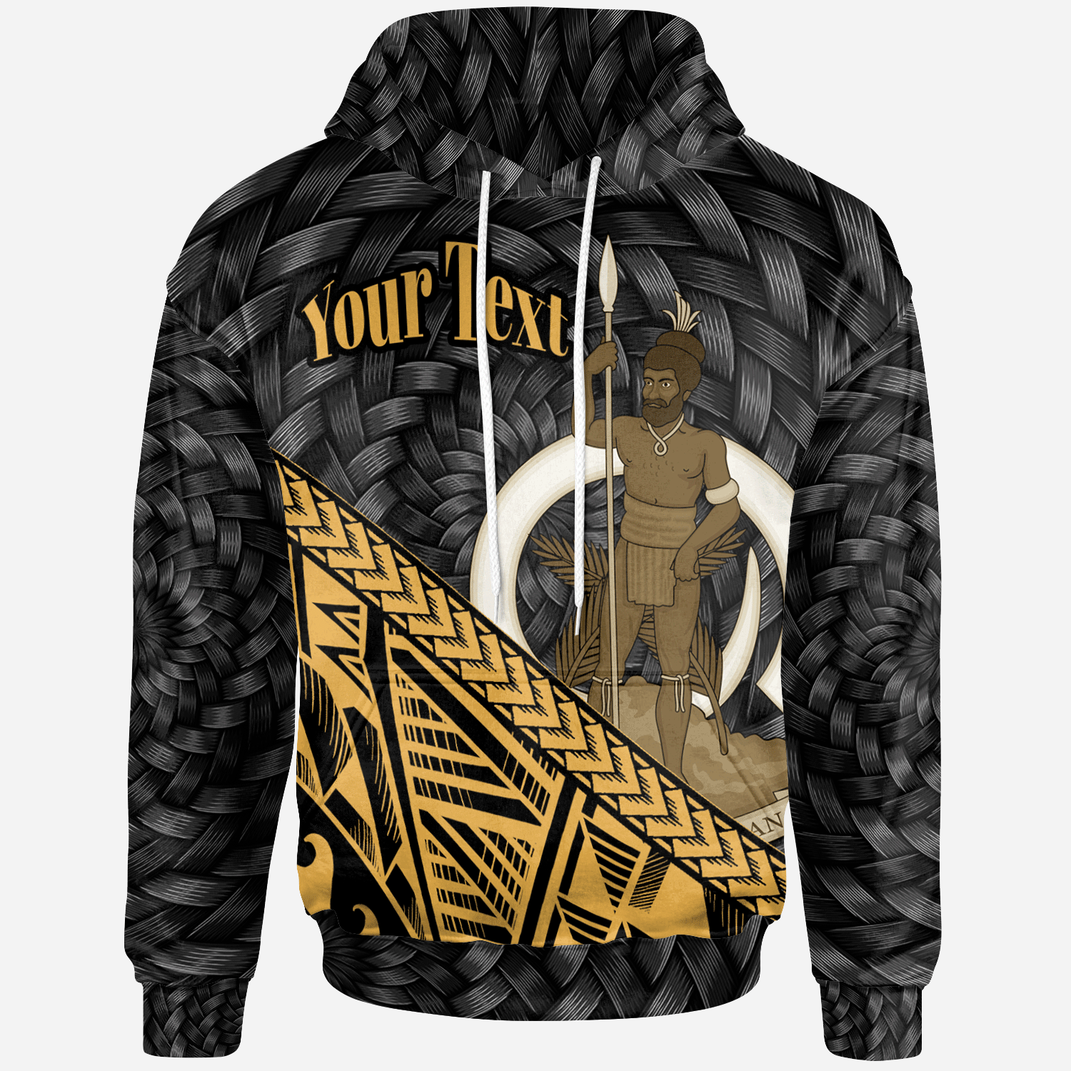 Vanuatu Hoodie Custom Gold Polynesian Patterns With Bamboo Unisex Gold - Polynesian Pride