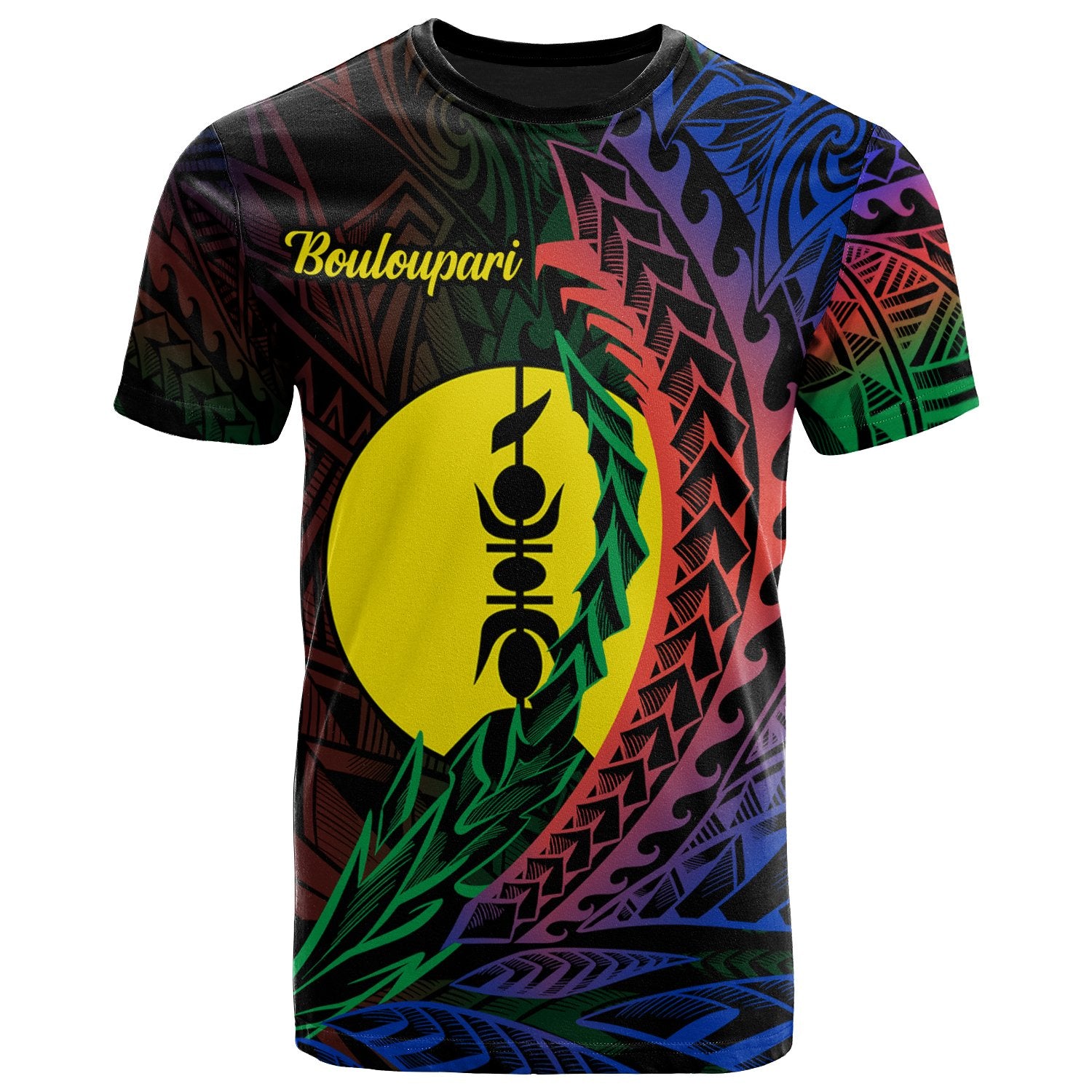 New Caledonia T Shirt Bouloupari Wings Style Flag Color Unisex Black - Polynesian Pride