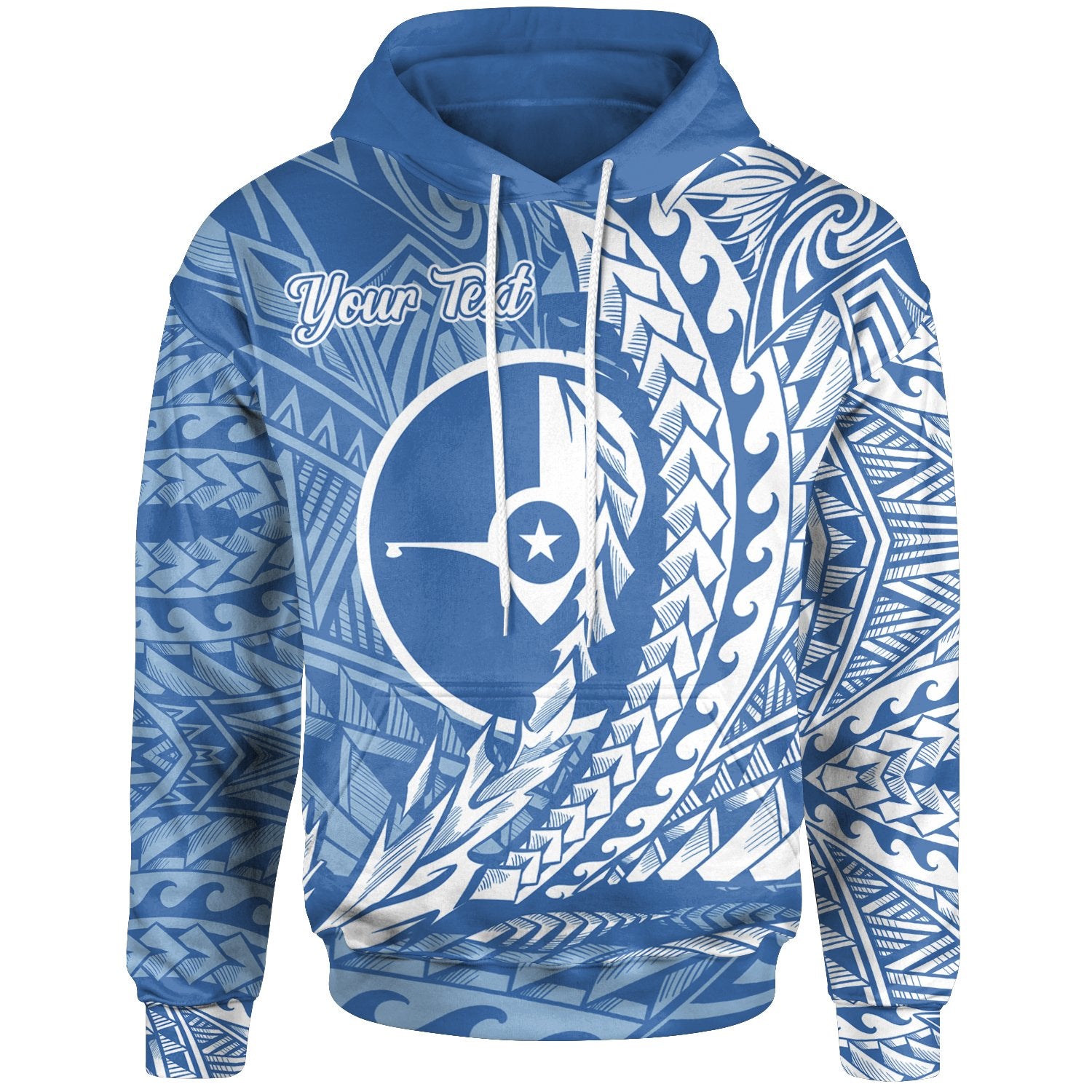 Yap State Hoodie Custom Wings Style Flag Color Unisex Blue - Polynesian Pride