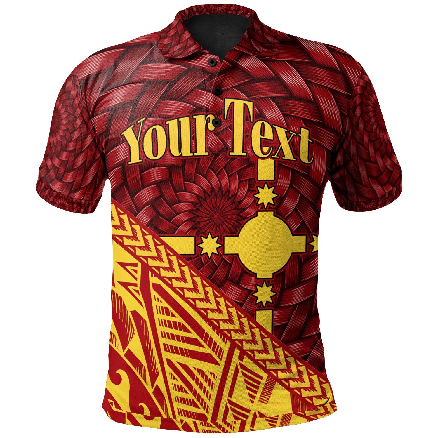 Rotuma Polo Shirt Custom Tapa Patterns With Bamboo Unisex Red - Polynesian Pride