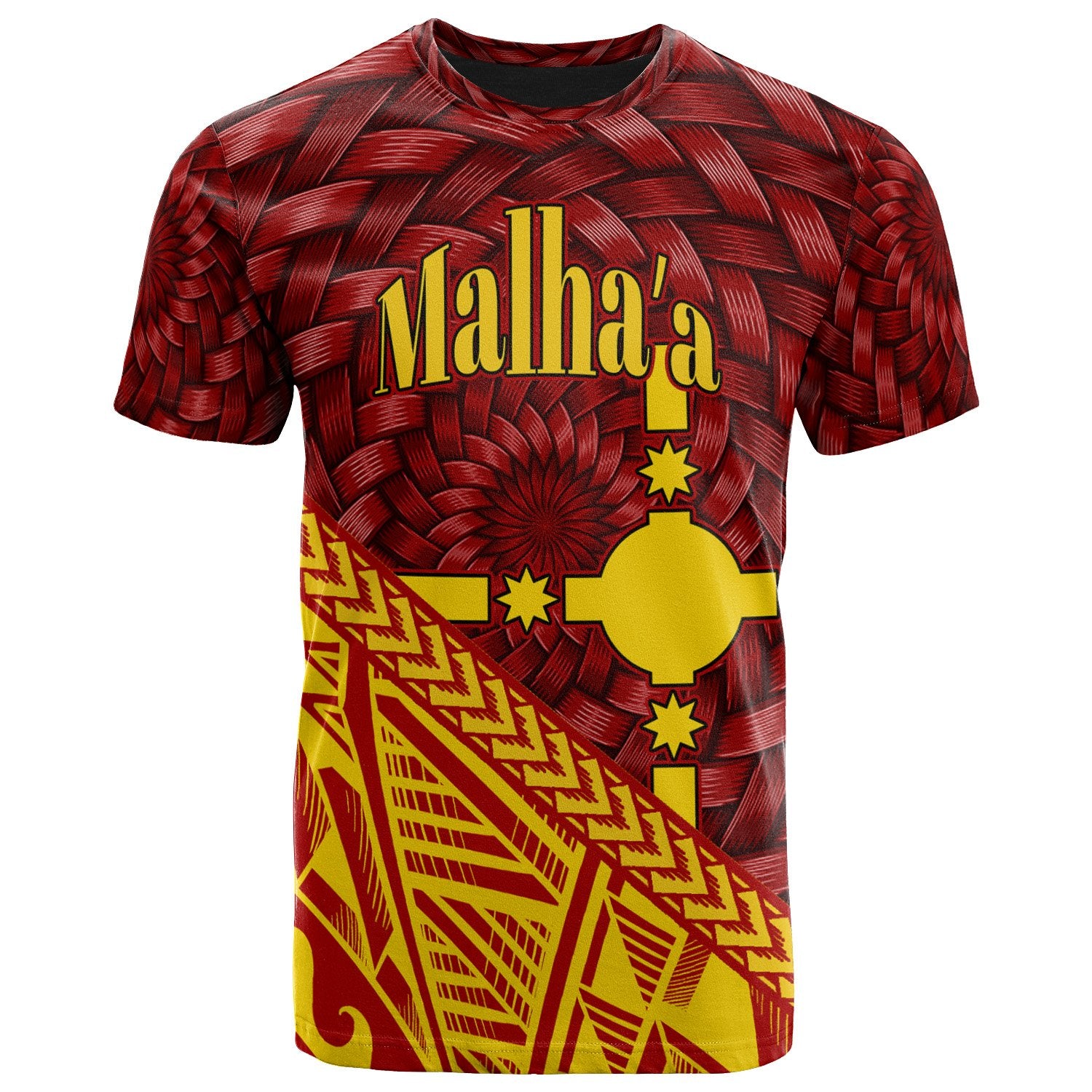 Rotuma T Shirt Malha a Tapa Patterns With Bamboo Red - Polynesian Pride