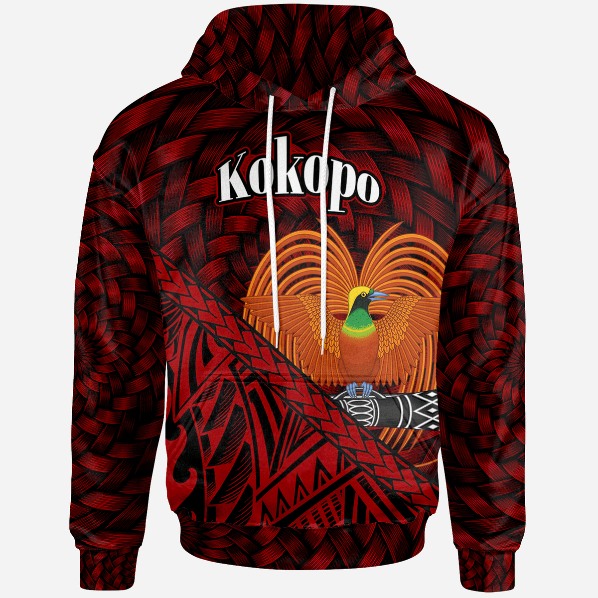 Papua New Guinea Hoodie Kokopo Polynesian Patterns With Bamboo Unisex Red - Polynesian Pride