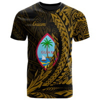 Guam T Shirt Wings Style Gold Version Unisex Black - Polynesian Pride