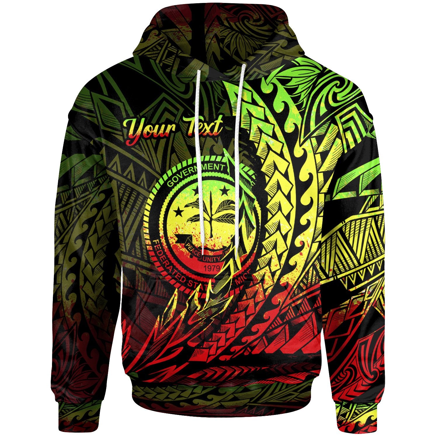 Federated States of Micronesia Hoodie Reggae Custom Wings Style Unisex Black - Polynesian Pride