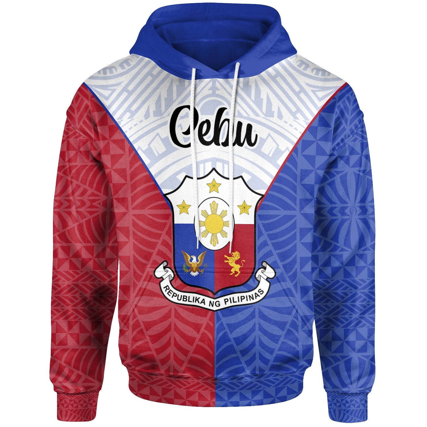Pilipinas Hoodie Cebu City Seal of Pilipinas Style Unisex Blue - Red - Polynesian Pride