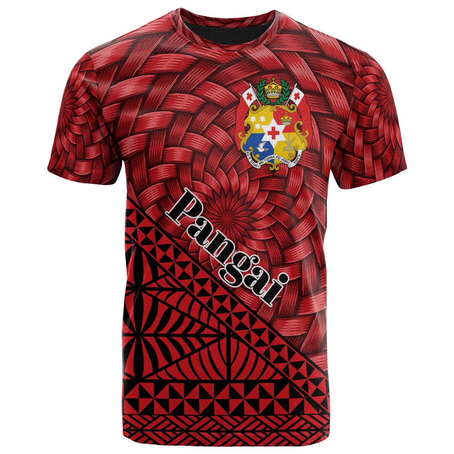 Tonga T Shirt Pangai Tapa Patterns With Bamboo Unisex Red - Polynesian Pride