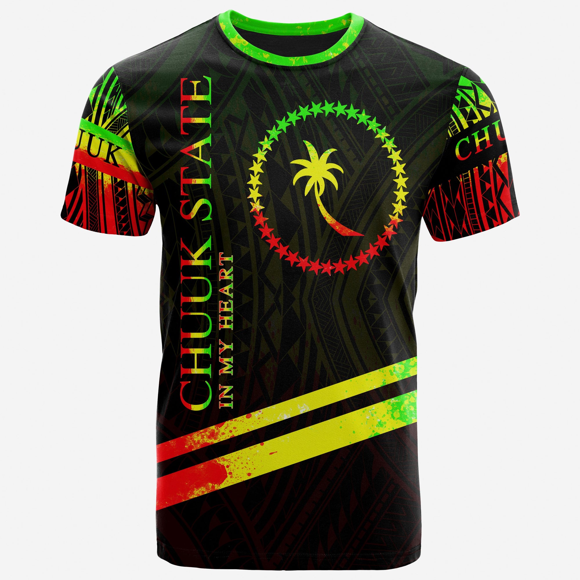 Chuuk State T Shirt In My Heart Style Reggae Polynesian Patterns Unisex Black - Polynesian Pride