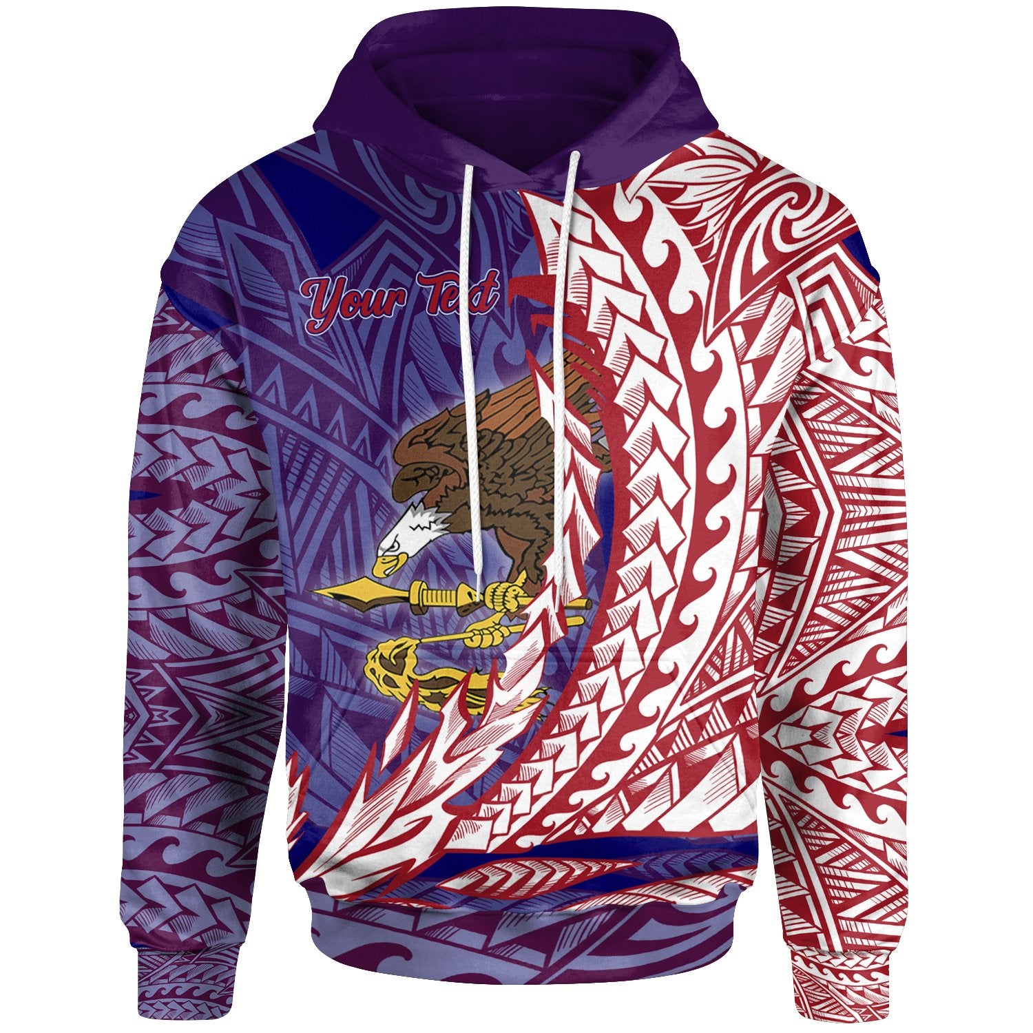 American Samoa Hoodie Custom Wings Style Unisex Blue - Polynesian Pride