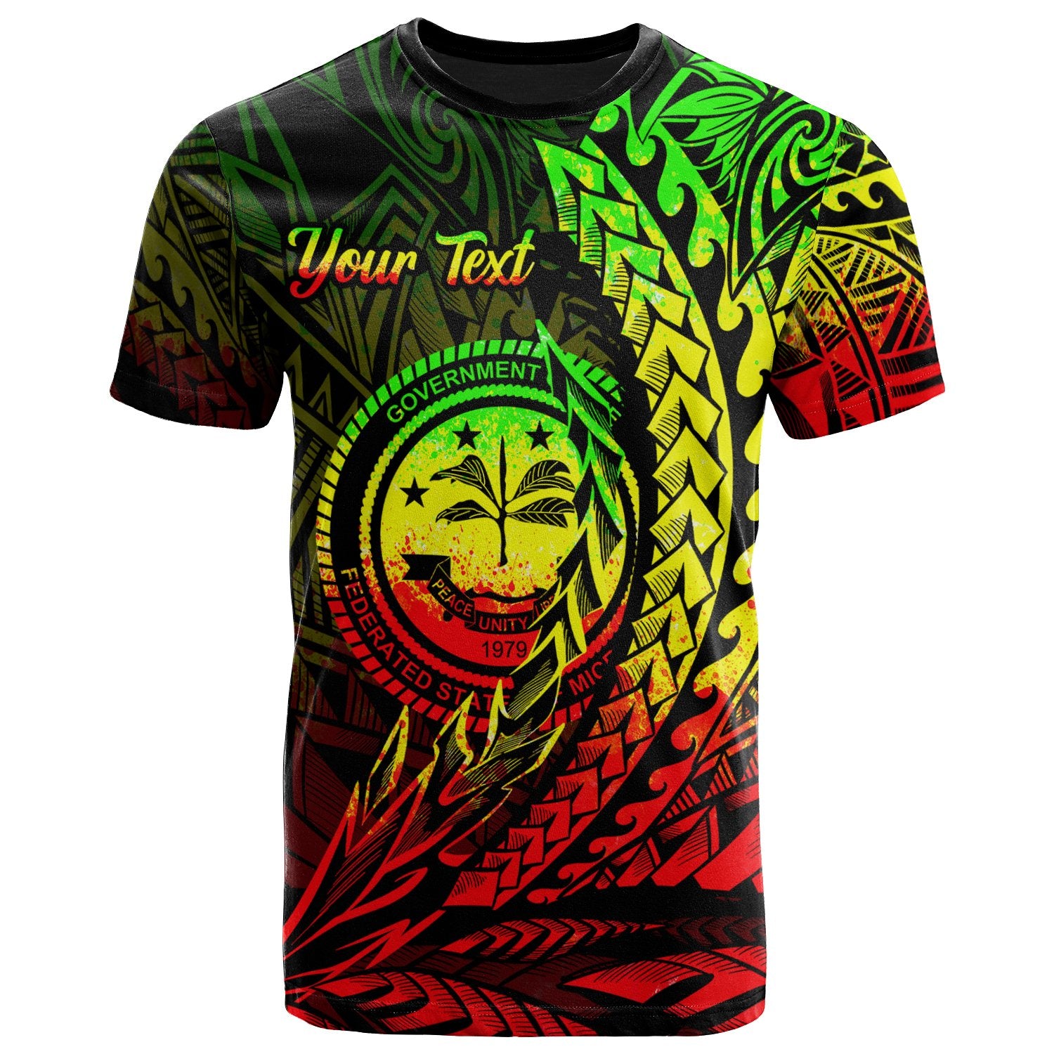 Federated States of Micronesia T Shirt Reggae Custom Wings Style Unisex Black - Polynesian Pride
