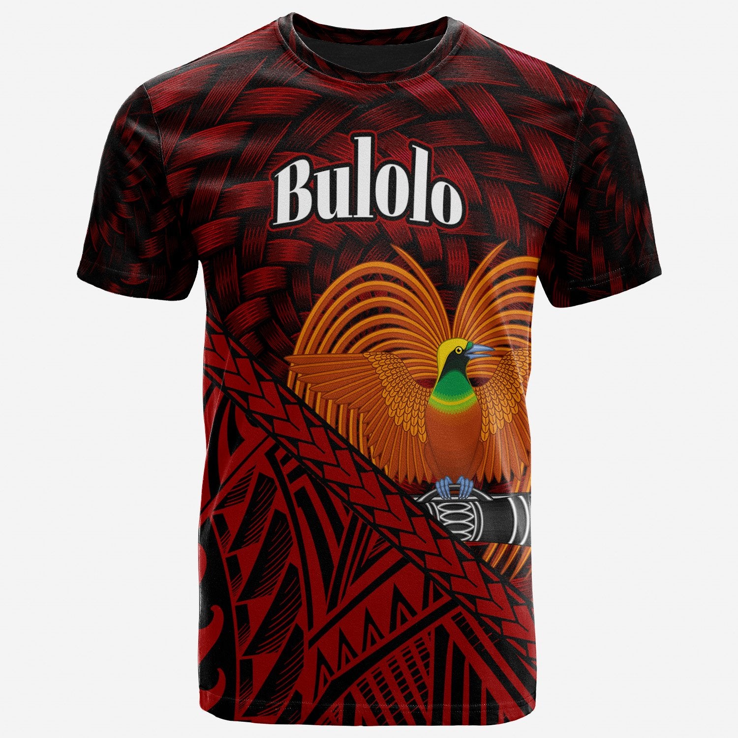 Papua New Guinea T Shirt Bulolo Polynesian Patterns With Bamboo Unisex Red - Polynesian Pride