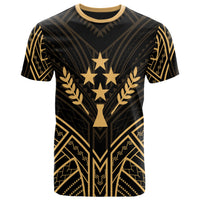 Kosrae State T Shirt Kosrae State Seal Tribal Gold Color Patterns Unisex Black - Polynesian Pride