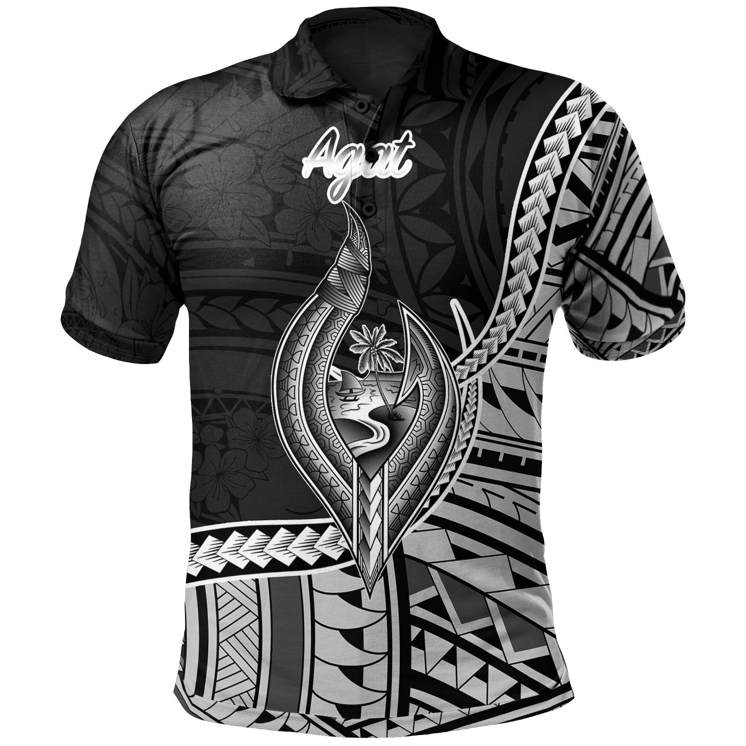 Guam Polo Shirt Agat Seal Of Guam Polynesian Patterns Unisex Black - Polynesian Pride