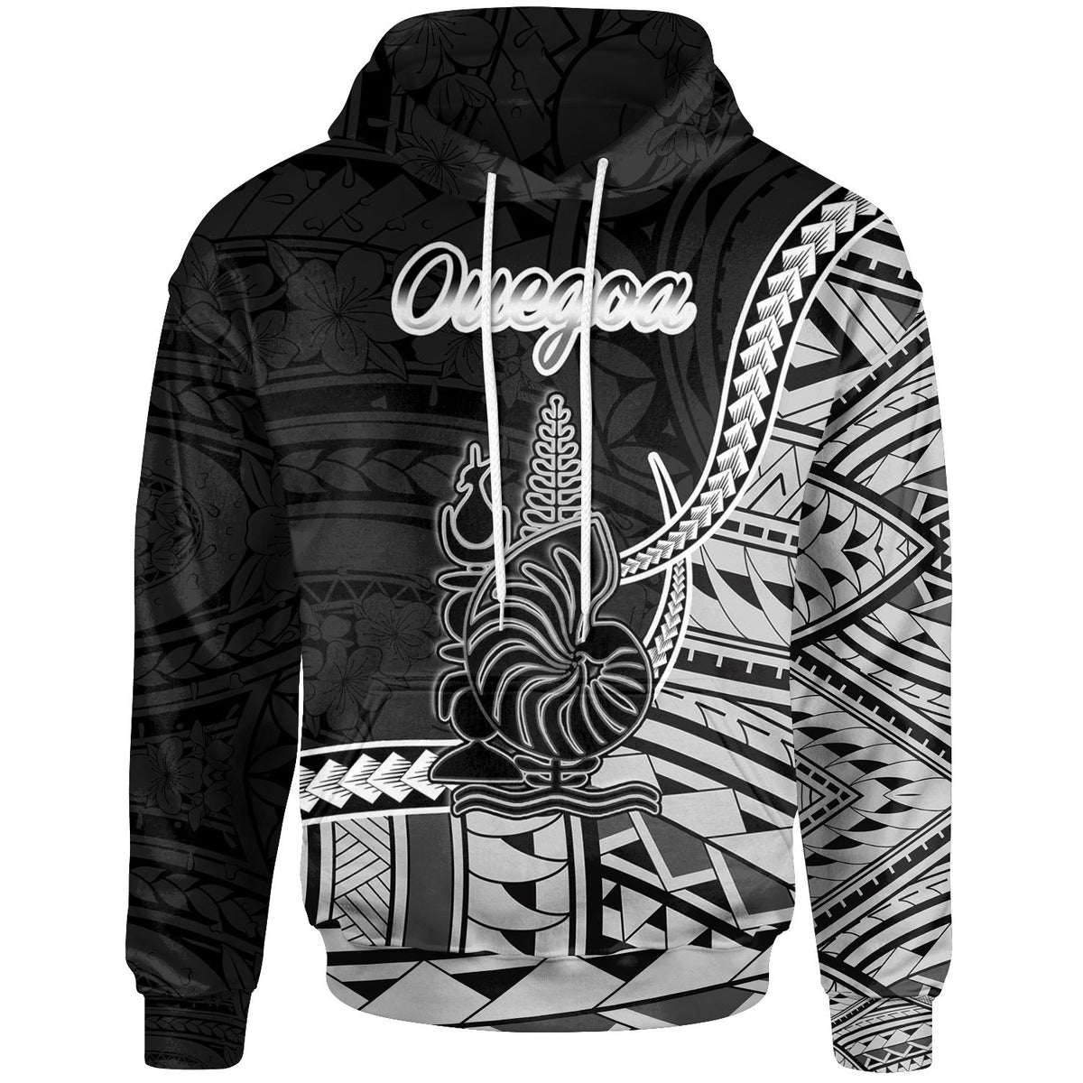 New Caledonia Islands Hoodie Ouegoa Seal of New Caledonia Polynesian Patterns Unisex Black - Polynesian Pride