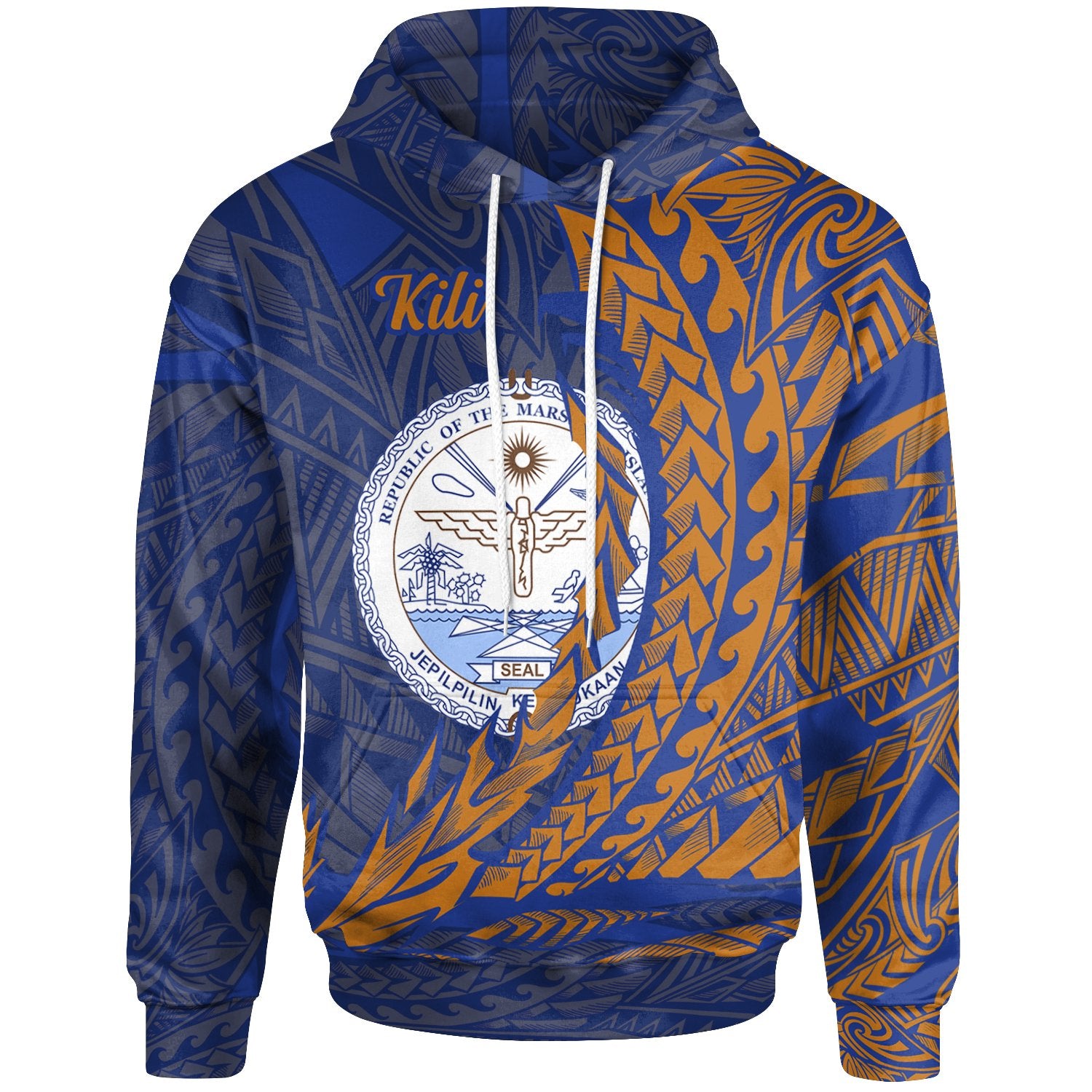 Marshall Islands Hoodie Kili Wings Style Unisex Blue - Polynesian Pride