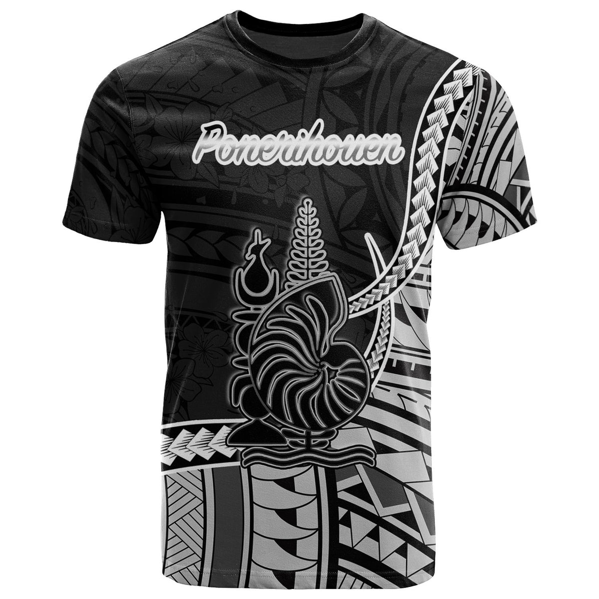 New Caledonia Islands T Shirt Ponerihouen Seal Of New Caledonia Islands Polynesian Patterns Unisex Black - Polynesian Pride