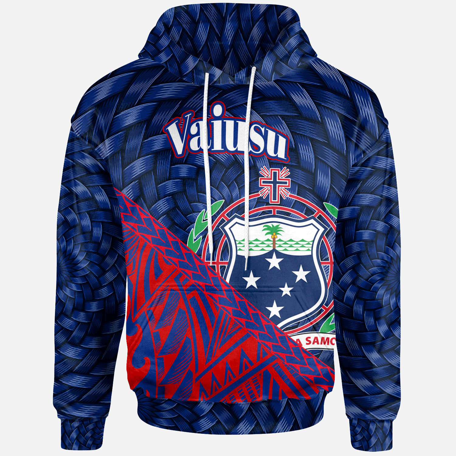 Samoa Hoodie Vaiusu Polynesian Patterns With Bamboo Unisex Blue - Polynesian Pride