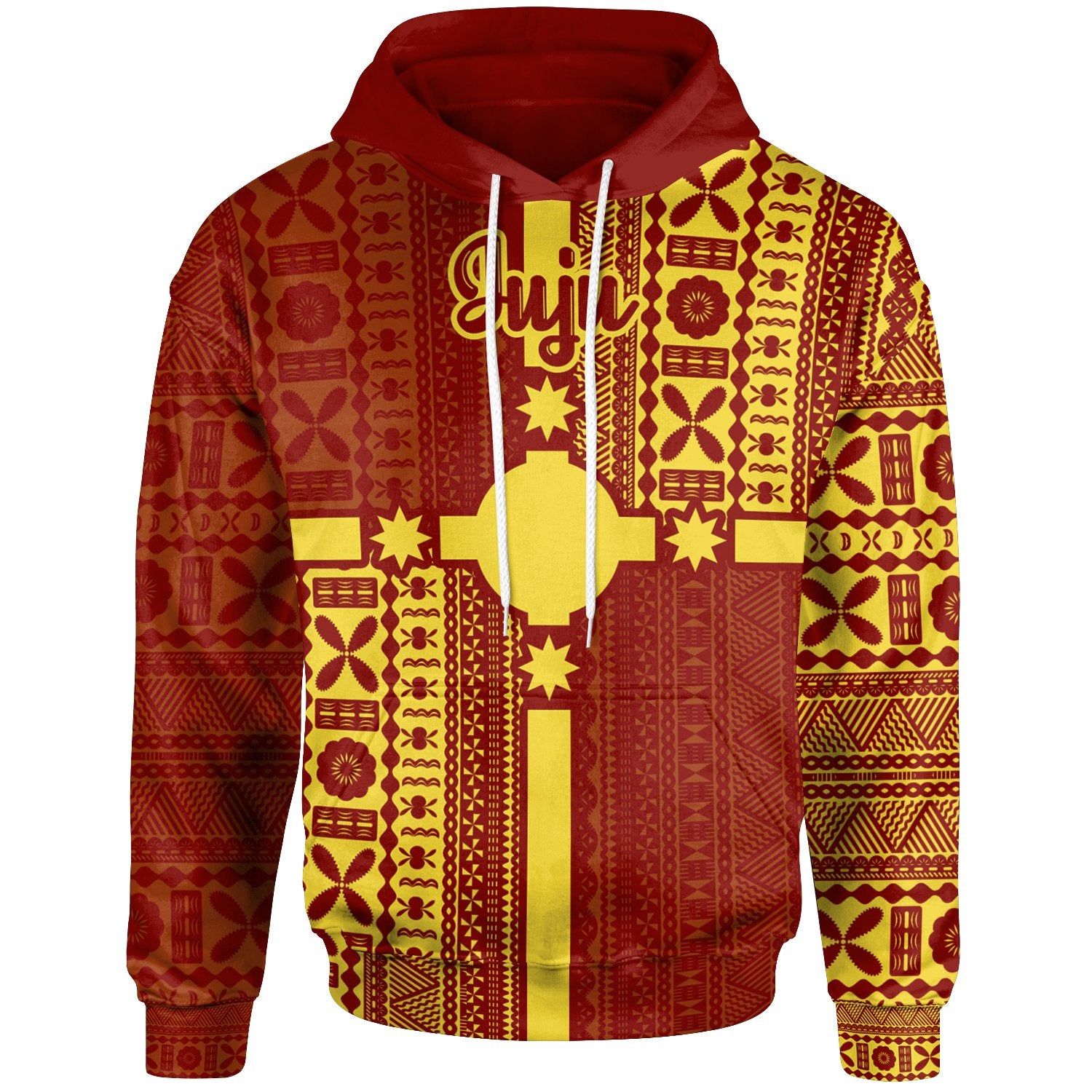 Rotuma Hoodie Juju Rotuma Flag Style Unisex Red - Polynesian Pride