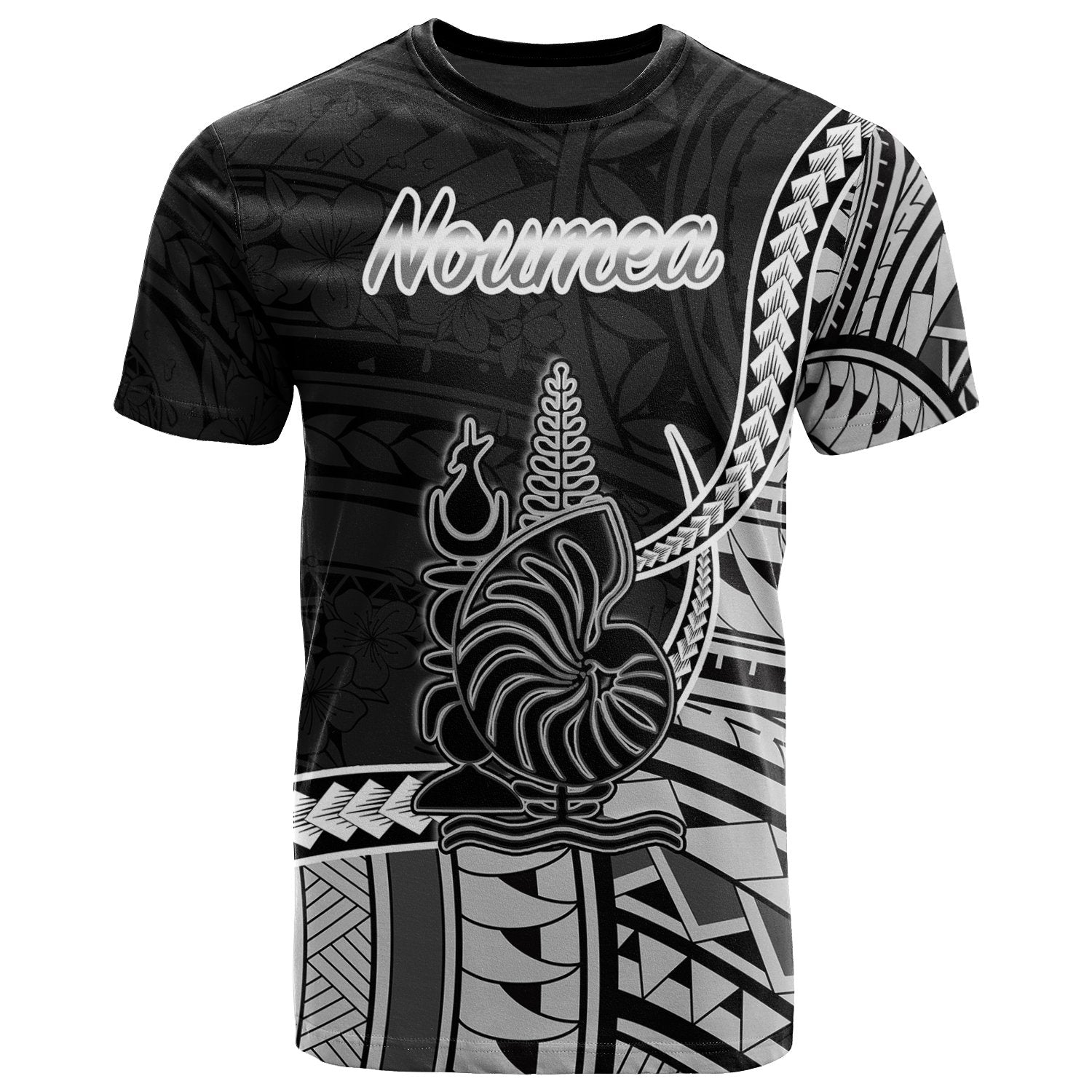 New Caledonia Islands T Shirt Noumea Seal Of New Caledonia Islands Polynesian Patterns Unisex Black - Polynesian Pride