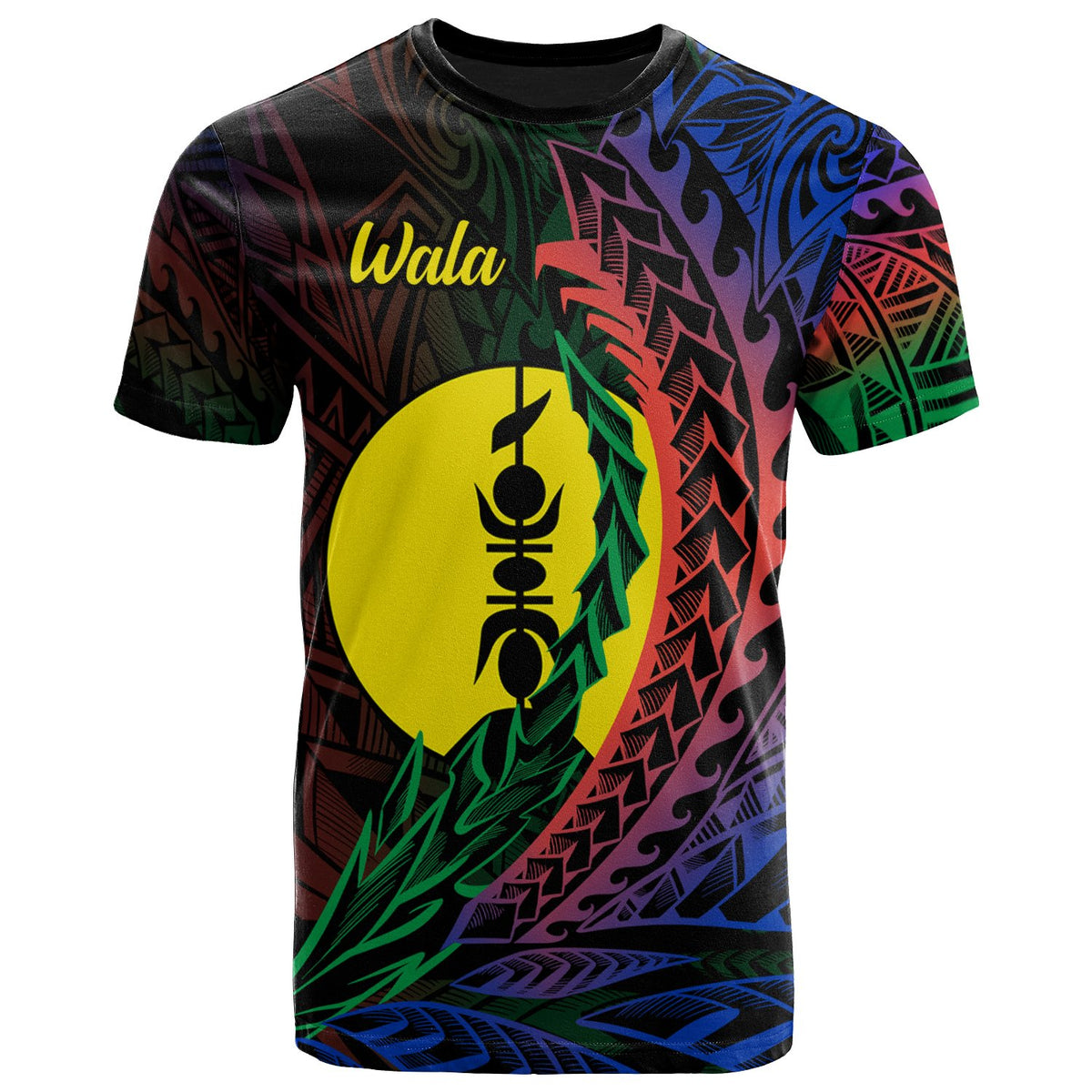 New Caledonia T Shirt Wala Wings Style Flag Color Unisex Black - Polynesian Pride