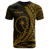 Chuuk State T Shirt Gold Wings Style Unisex Black - Polynesian Pride