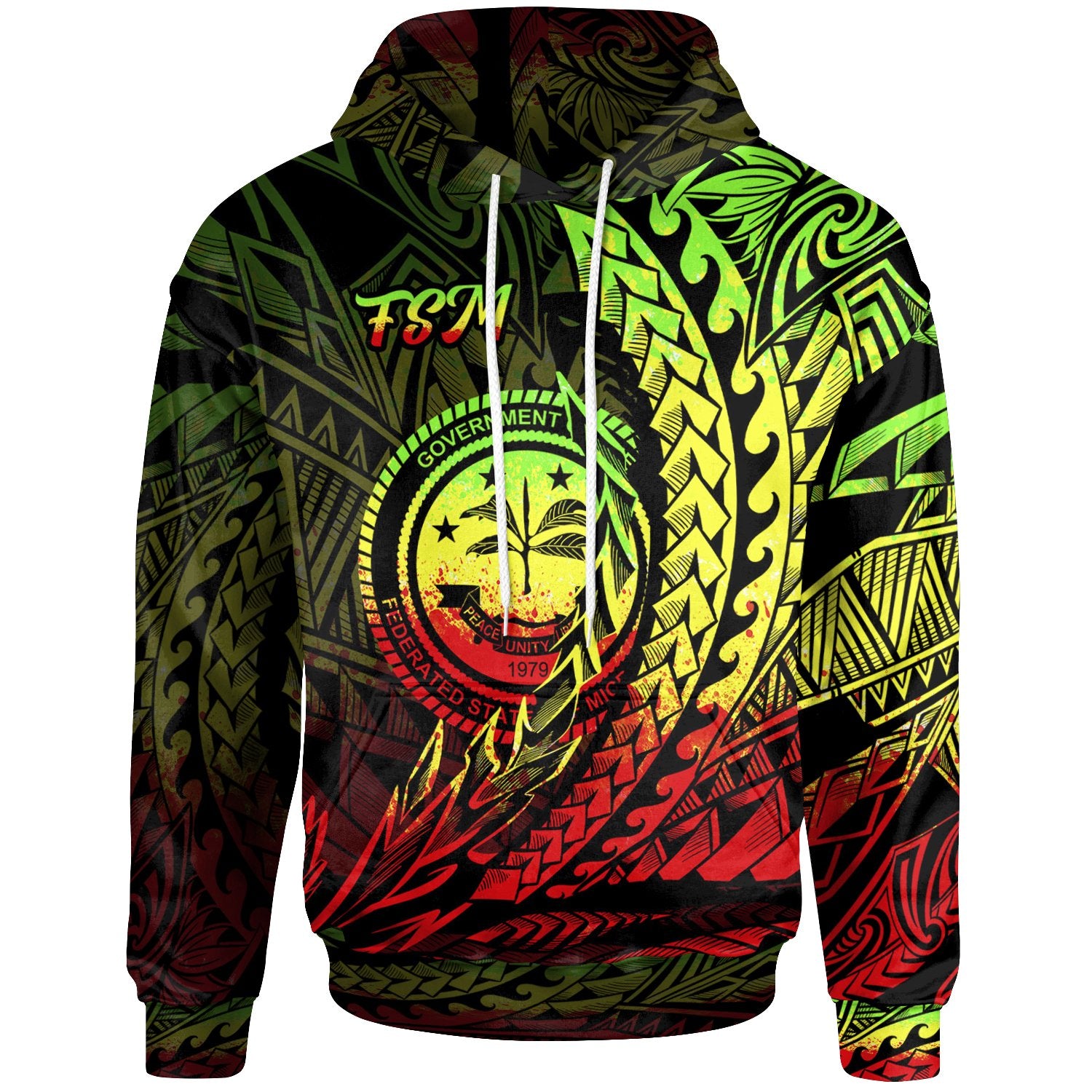 Federated States of Micronesia Hoodie Reggae Wings Style Unisex Black - Polynesian Pride