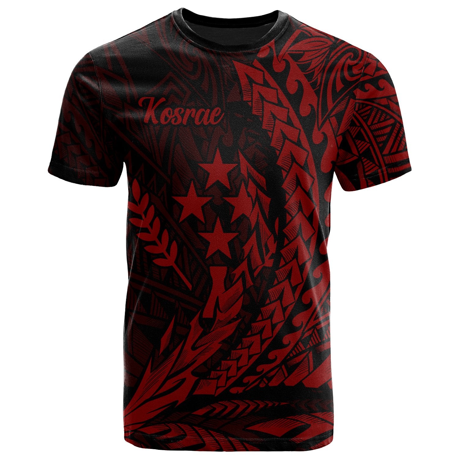 Kosrae State T Shirt Red Wings Style Unisex Black - Polynesian Pride