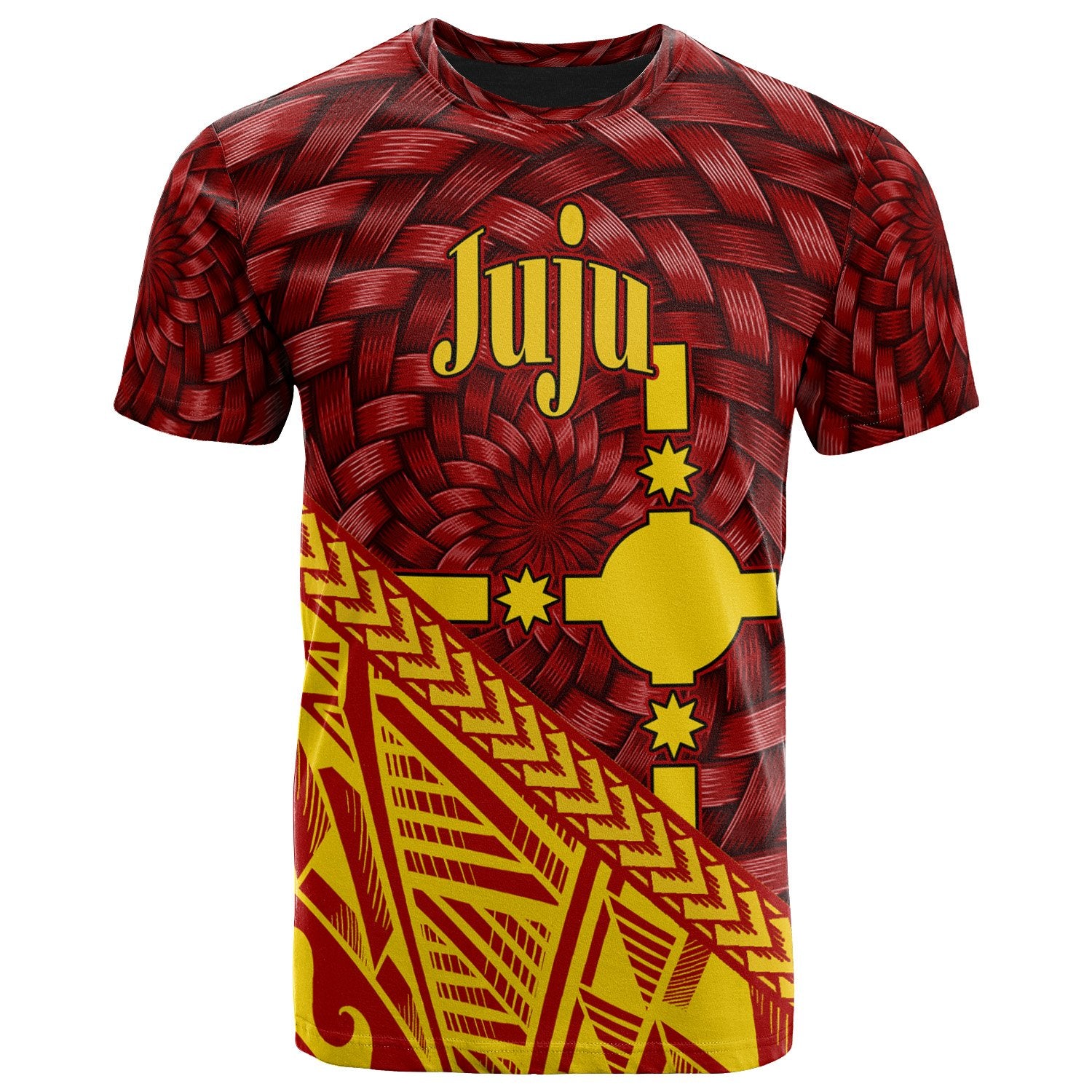 Rotuma T Shirt Juju Tapa Patterns With Bamboo Unisex Red - Polynesian Pride