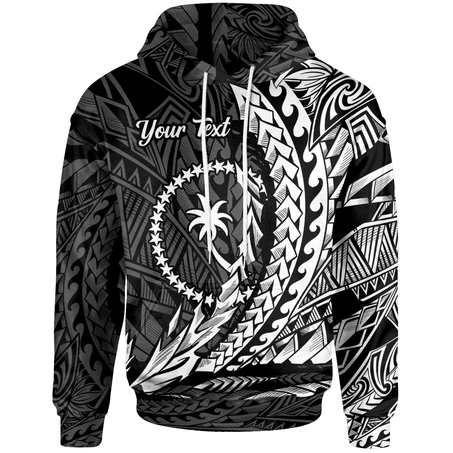 Chuuk State Hoodie White Custom Wings Style Unisex Black - Polynesian Pride