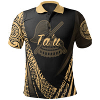 American Samoa Polo Shirt Manua Tau Polynesian Gold Patterns Sport Style Unisex Black - Polynesian Pride
