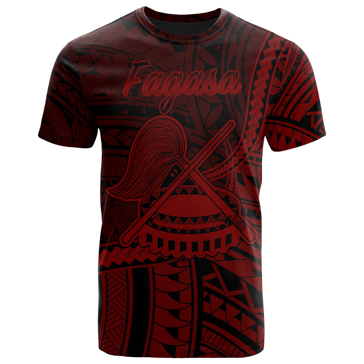 American Samoa T Shirt Fagasa Polynesian Red Patterns Unisex Black - Polynesian Pride