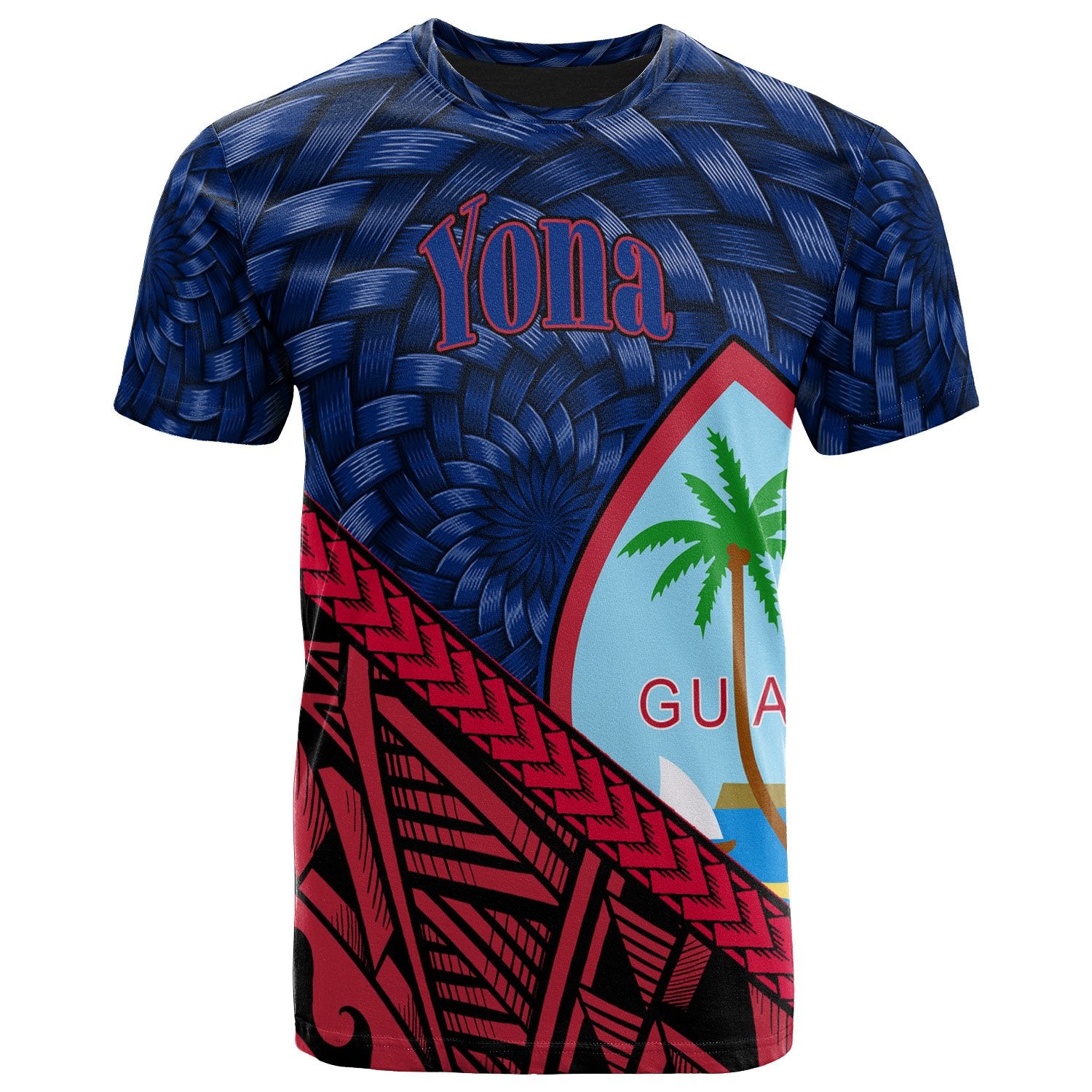 Guam T Shirt Yona Tapa Patterns With Bamboo Unisex Blue - Polynesian Pride