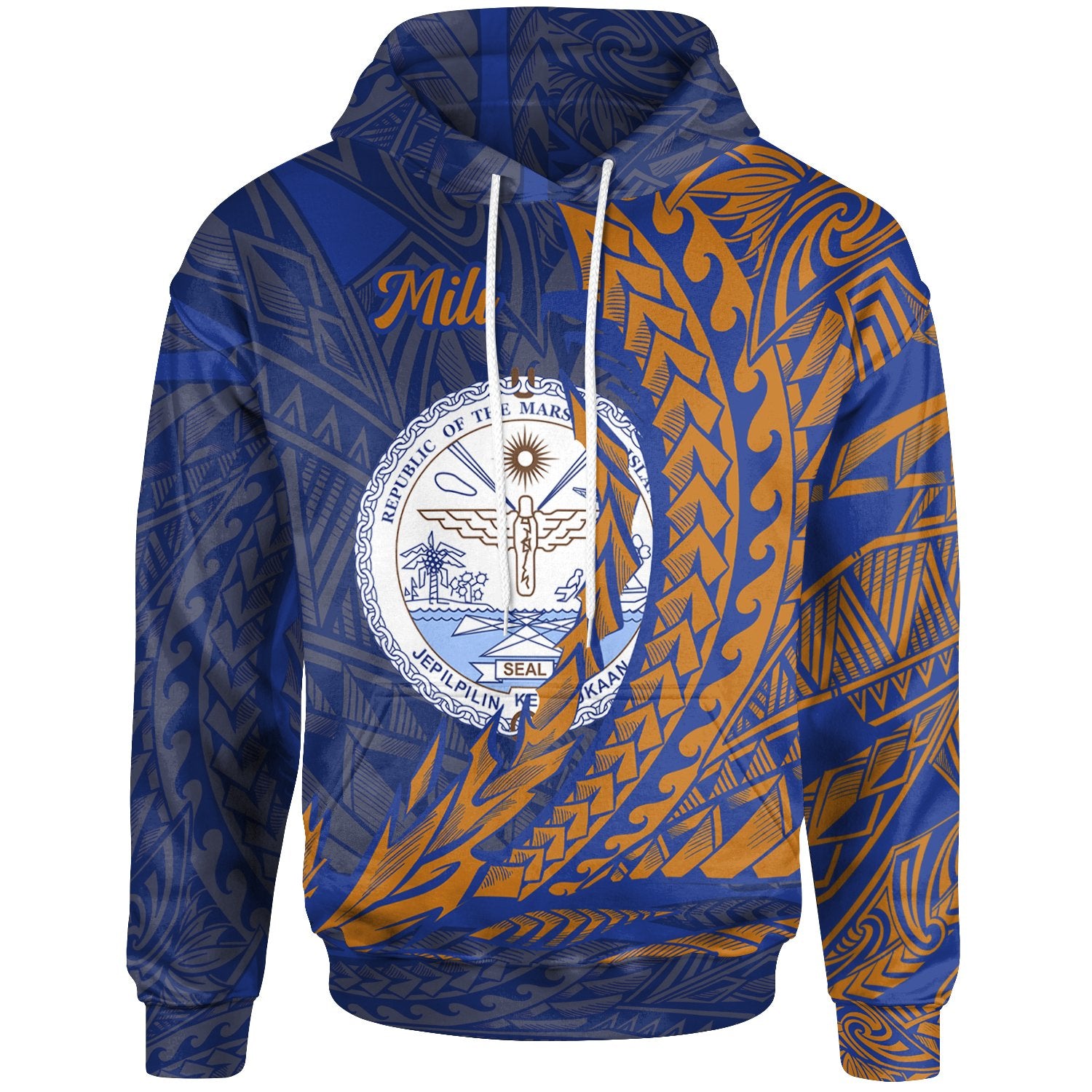 Marshall Islands Hoodie Mili Wings Style Unisex Blue - Polynesian Pride