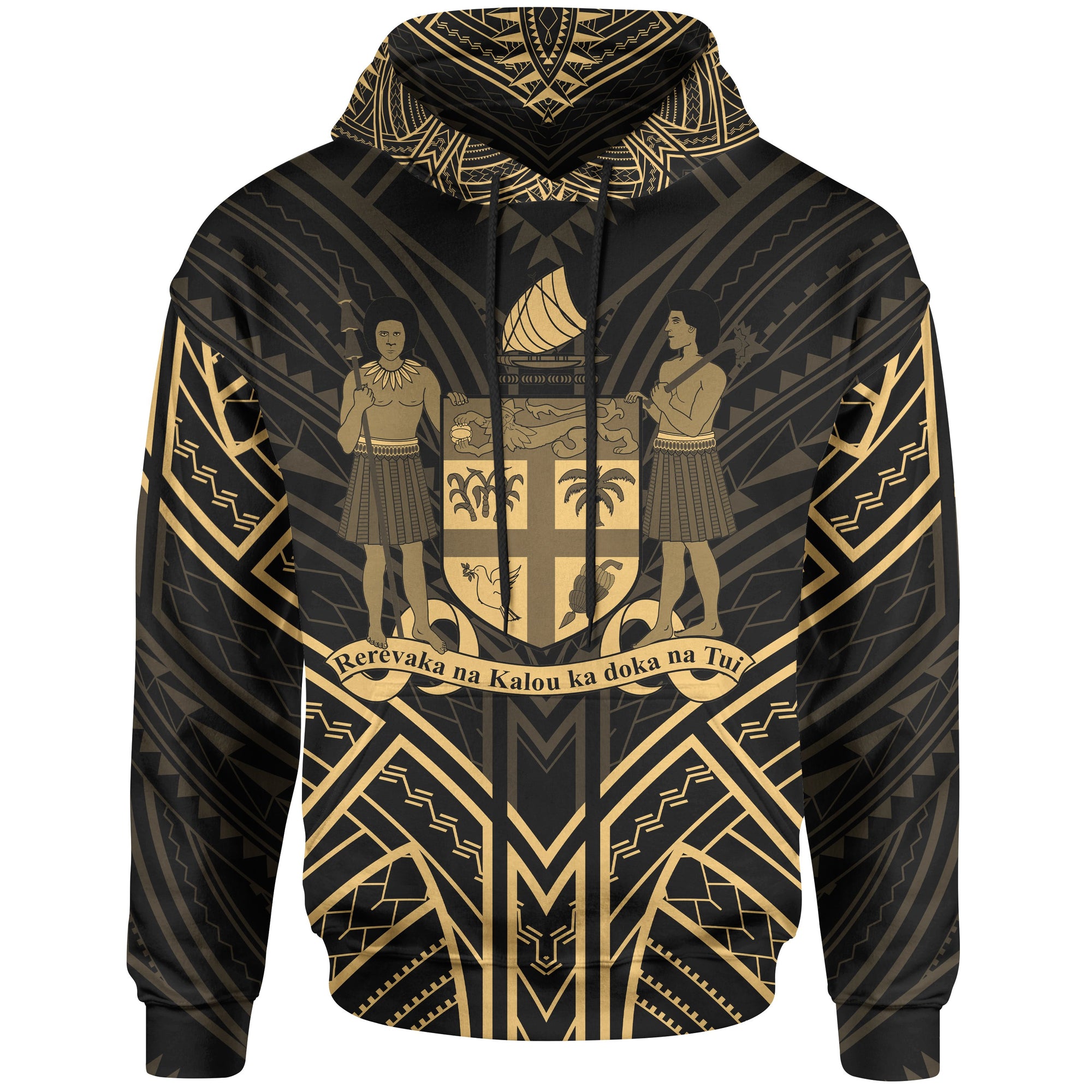 Fiji Hoodie Fiji Seal Gold Tribal Patterns Unisex White - Polynesian Pride