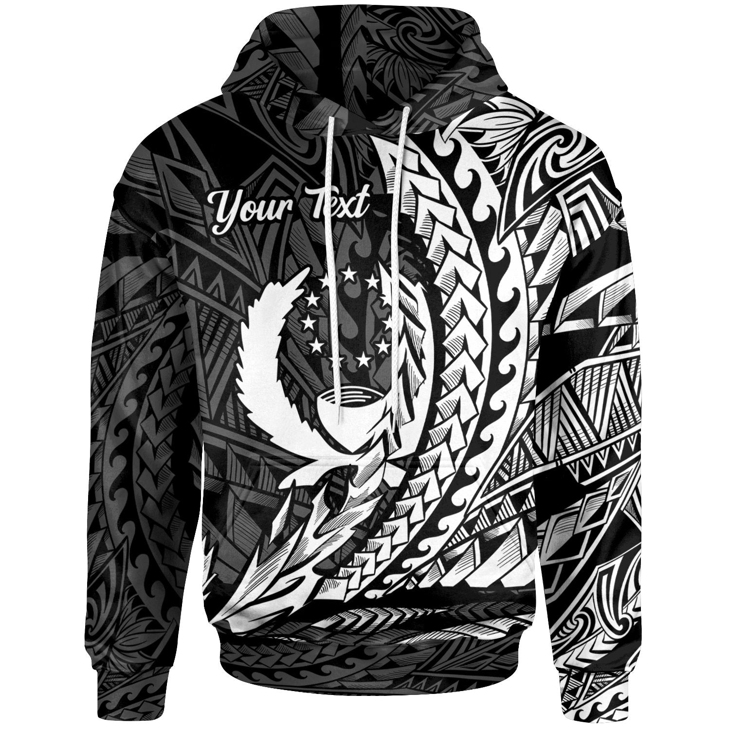 Pohnpei State Hoodie White Custom Wings Style Unisex Black - Polynesian Pride