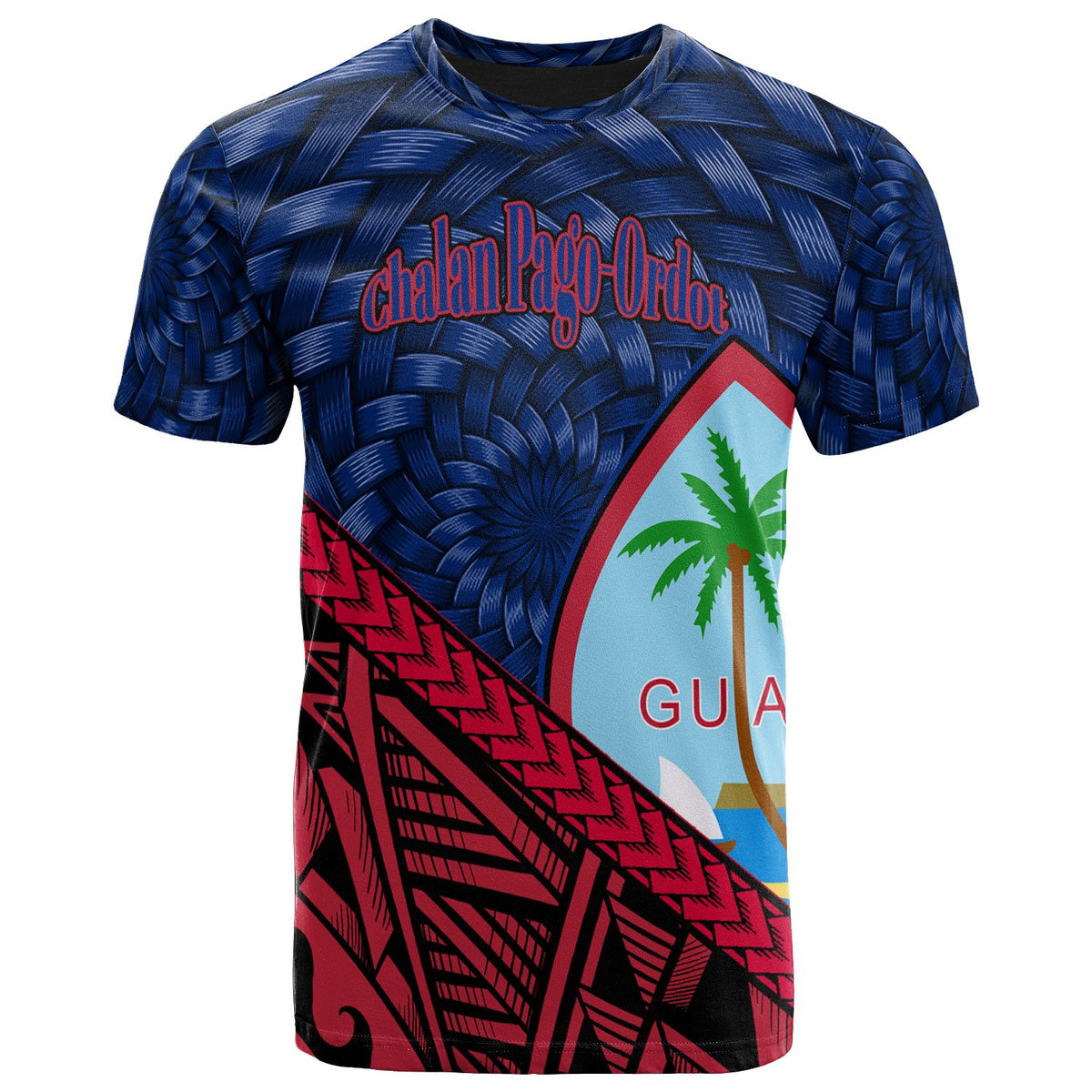 Guam T Shirt Chalan Pago Ordot Tapa Patterns With Bamboo Unisex Blue - Polynesian Pride