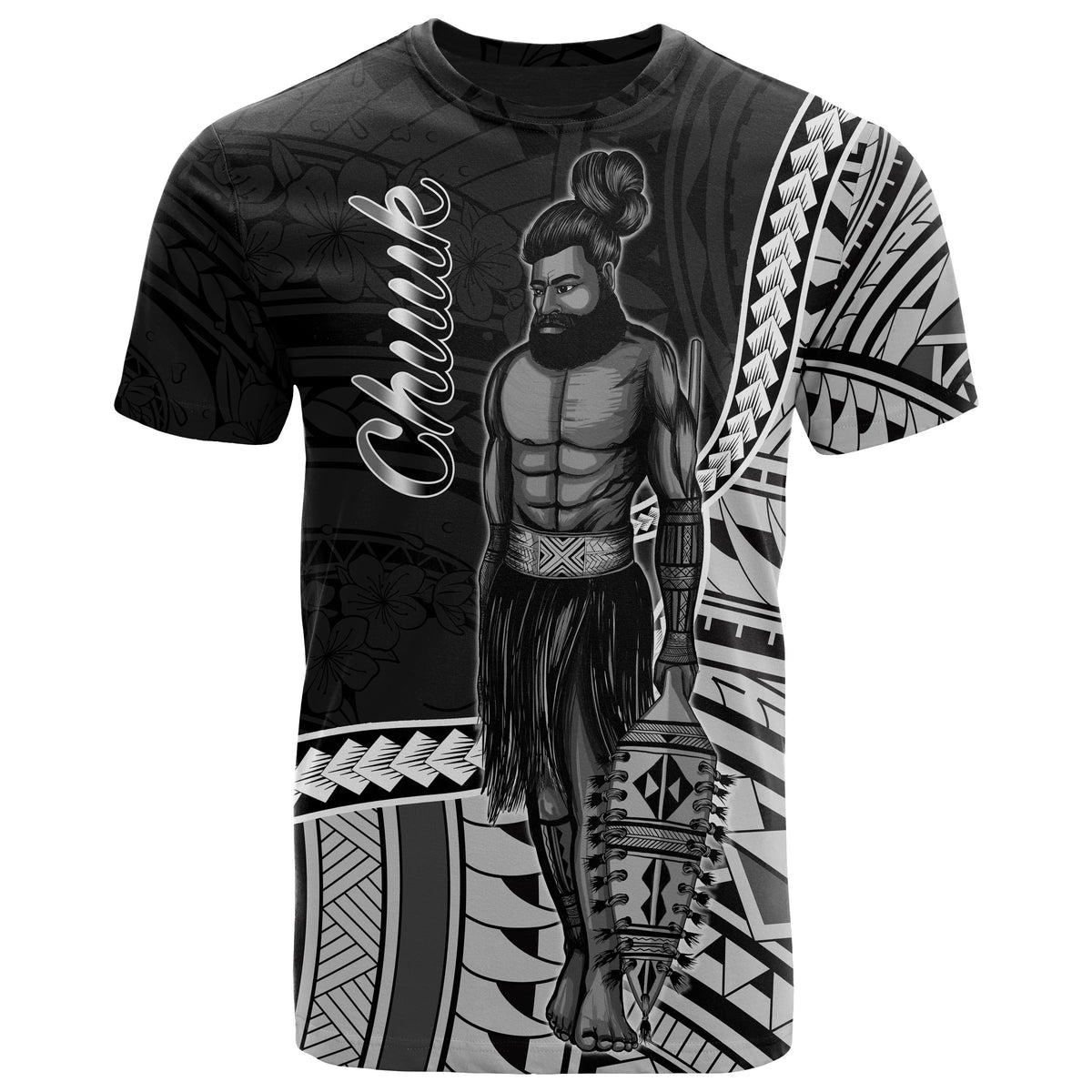 Chuuk State T Shirt Seal of Chuuk State Polynesian Patterns Unisex Black - Polynesian Pride