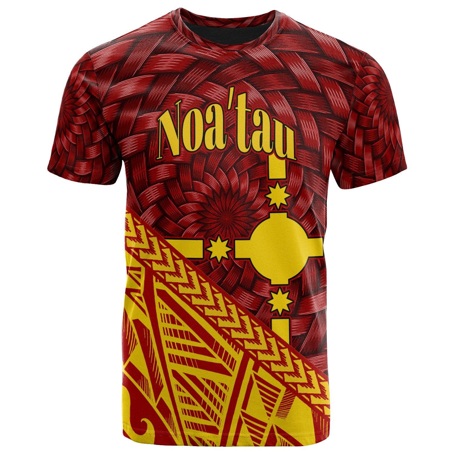 Rotuma T Shirt Noa tau Tapa Patterns With Bamboo Red - Polynesian Pride